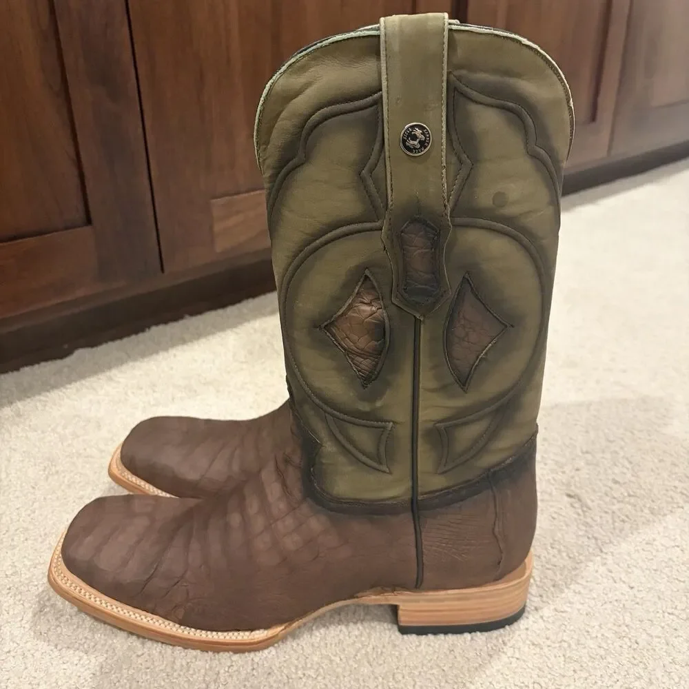 NIB Tanner Mark Men Exotic Caiman Croc Belly Western Boots TMX208053 Sz 11